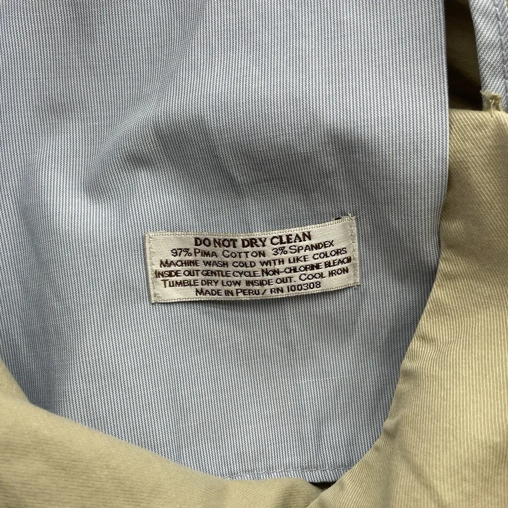 Peter Millar Chino Pants Mens 34x29.5 Pima Cotton Blend Stretch Golf Beige Khaki